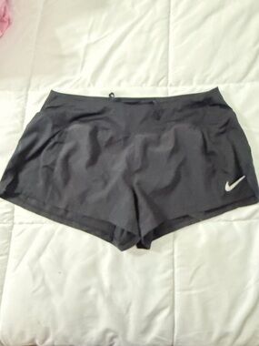Nike Women's Black Athletic Shorts with White Swoosh